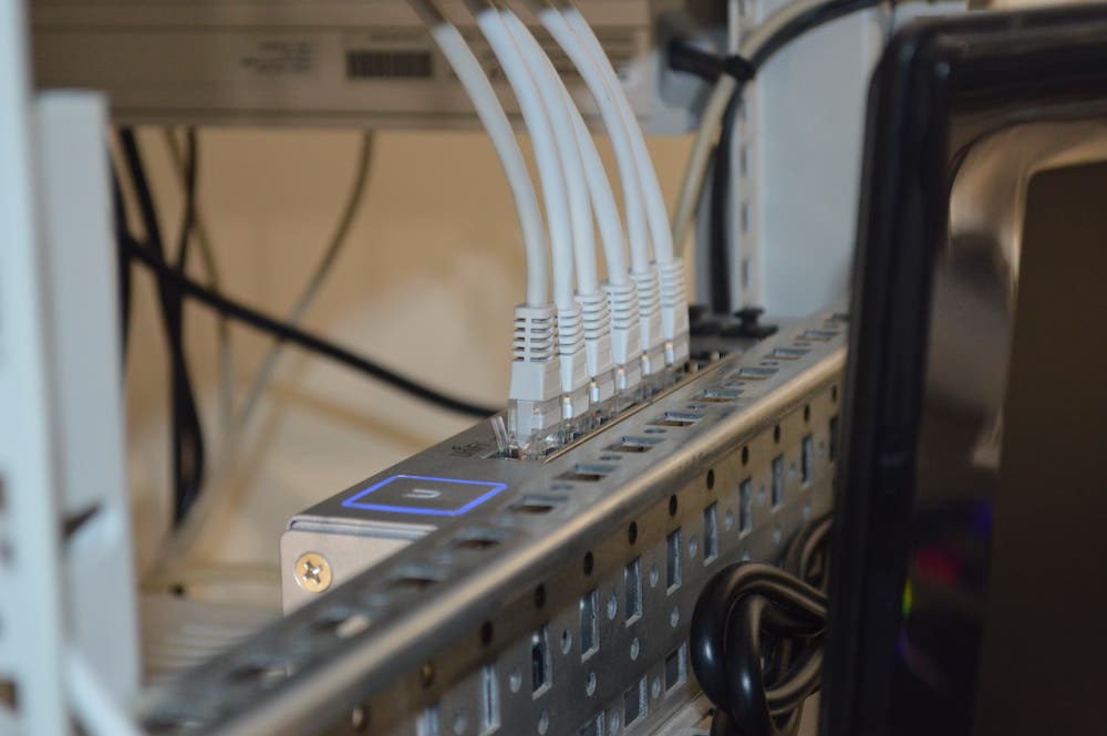 Image showing cables running into a server.